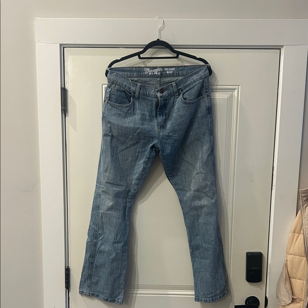Wrangler light blue relaxed bootcut jeans